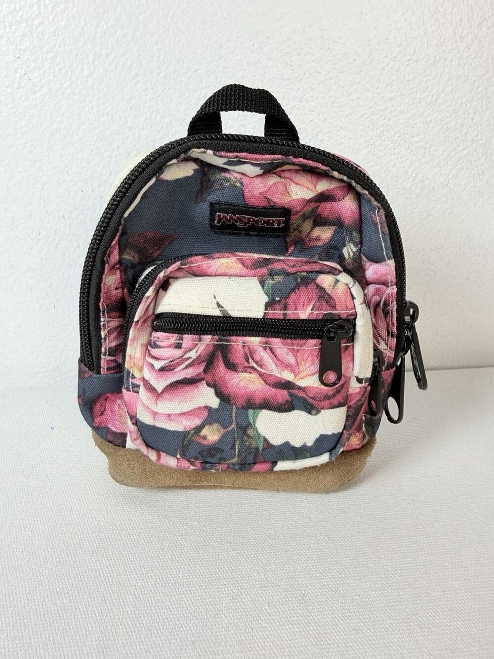 Jansport Right Pouch MINI 5" Backpack Floral Suede Bottom Miniature Coin Purse
